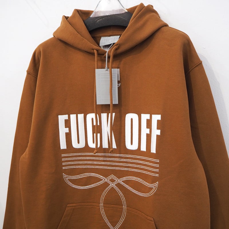 新品 定価154000円 ヴェトモン VTMNTS FUCK OFF 刺繍 フーディー 茶色 