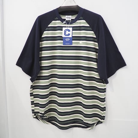 新品 XL 定価8490円 クラウドシティ ラグランスリーブ ボーダー Tシャツ 紺 ネイビー 緑 グリーン メンズ