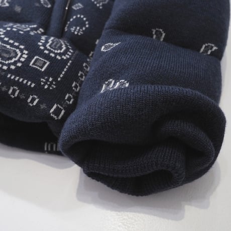 新品 定価498300円 アラヌイ 22aw バンダナ柄 ニット ダウン ジャケット 紺 ネイビー メンズ M L