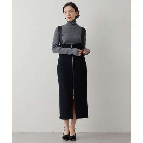 新品 定価46200円 ウィムガゼット 24aw 秋冬 ZIP サスペンダー ワンピース スカート 黒 ブラック 36 レディース S