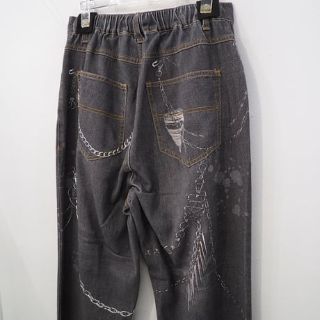 新品 定価9900円 アトリエ バイクスター 25ss デジタル プリント ワイド デニム 黒 ブラック メンズ M S