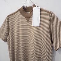 新品 定価16092円 ソロイスト 16ss 細ボーダー モックネック タイト Tシャツ ベージュ 白 ホワイト 44 メンズ S