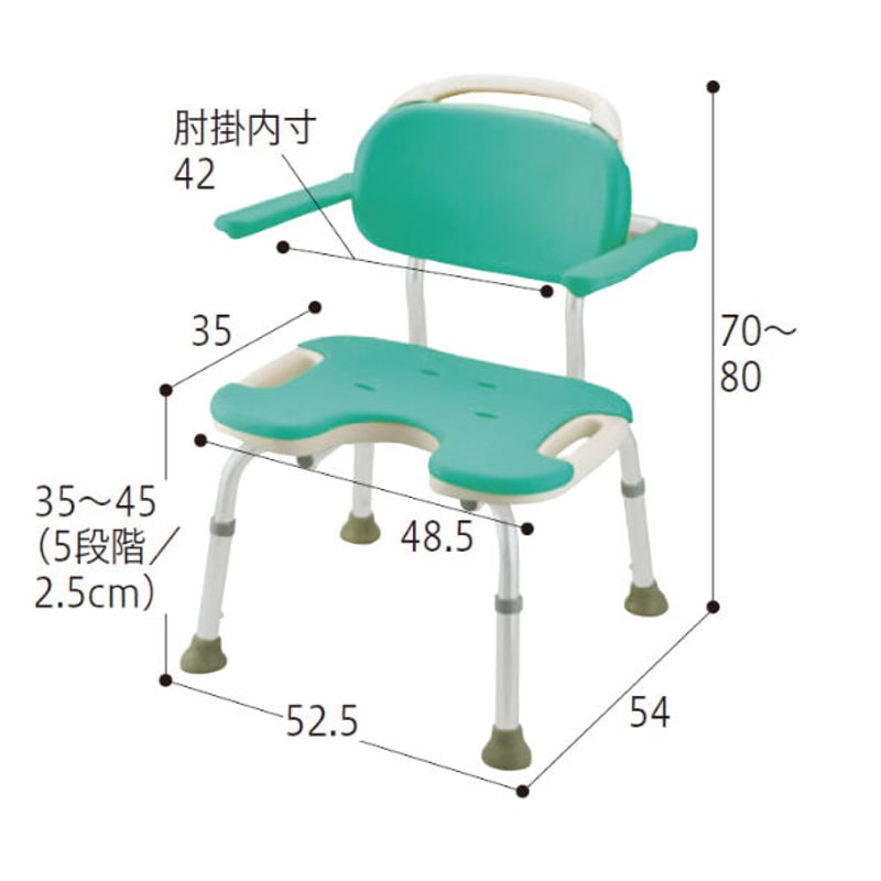 やわらかシャワーチェアU型肘掛付 ワイド（商品番号：201-S0656 
