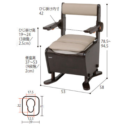 未使用　家具調トイレ〈座楽〉はねあげ　PN-L23418MB／脱臭あたたか便座 家具調トイレ＜座楽＞ひじ掛けはねあげ | 家具調トイレ＜座楽