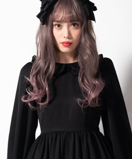 尾州ロリィタブラックレザーシルクウール　ワンピース＆バレッタ 尾州ロリィタブラックレザーシルクウール ワンピース＆バレッタ 【公式