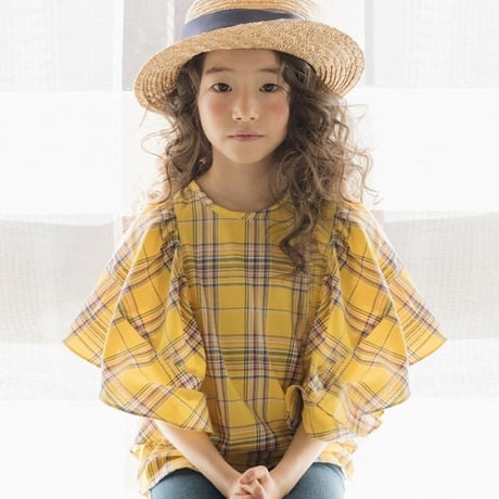 [子供服] ビタミンから―がかわいいチェック柄シフォントップス 韓国子供服　64695456