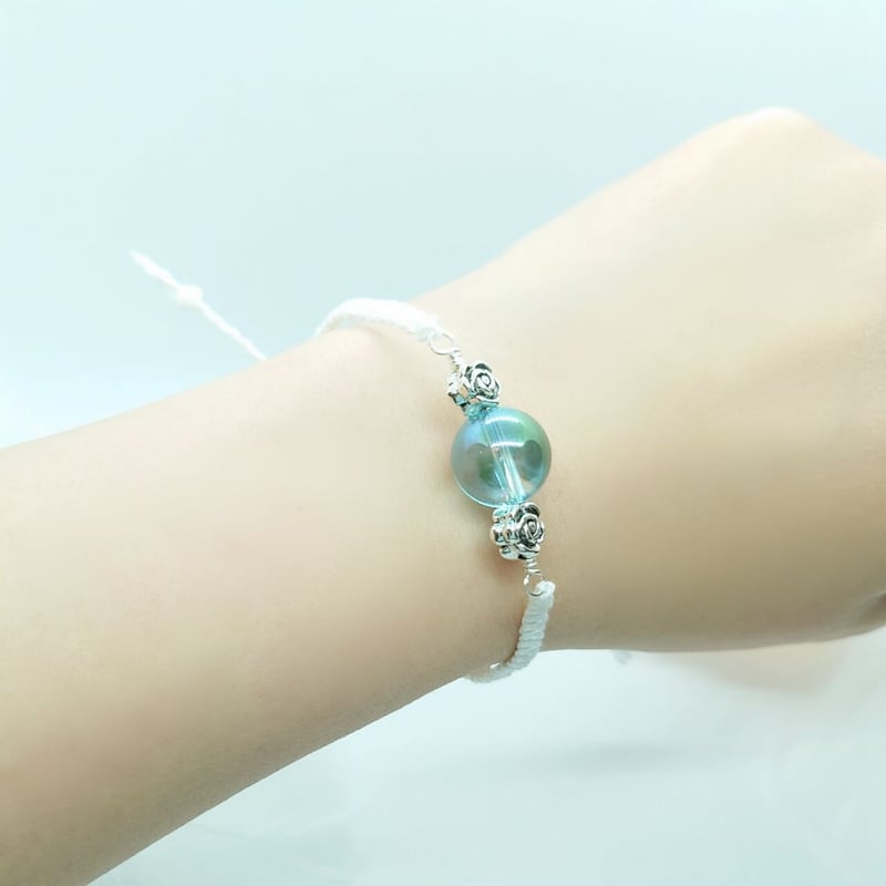 アクアオーラ☆パワーストーンとヘンプ100%紐♡エンジェルブレスレット 