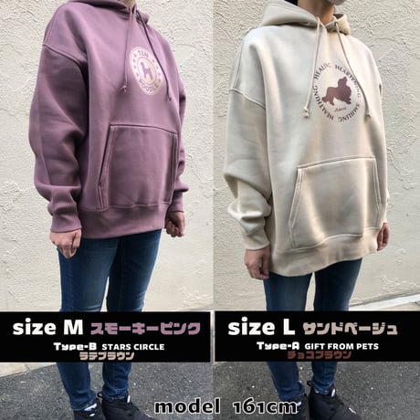UCHINOKOプリントパーカー（Bigシルエット裏起毛）Gift from pets・Stars circle★数量限定シルエット入ミニポーチ付き★