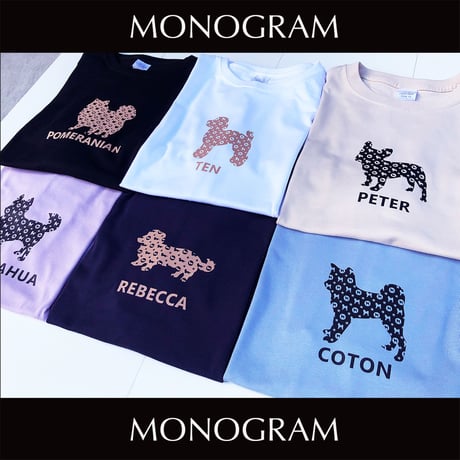 UCHINOKO　Tシャツ半袖(ビッグシルエット）type02 Monogram 　1匹Ver