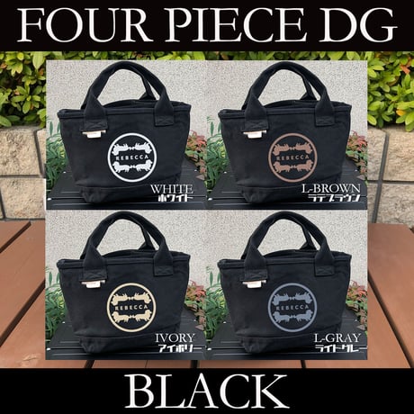 UCHINOKO      HG キャンバスミニトート  Four Piece DG (BLACK) 6カラープリントver   MiNiポーチ付き（数量限定）