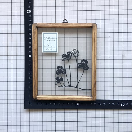 シロツメクサの切り絵フレーム