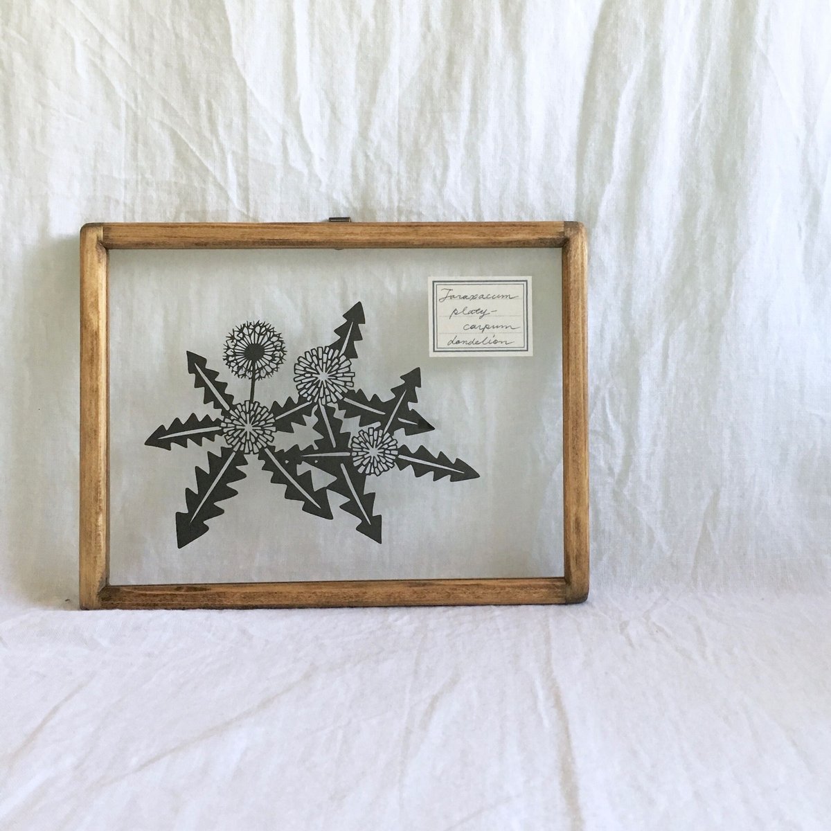 絵画　アクリル絵　額縁　ボード　タンポポ アクリル画 原画 「タンポポの咲くフィールド01」額縁付 F4