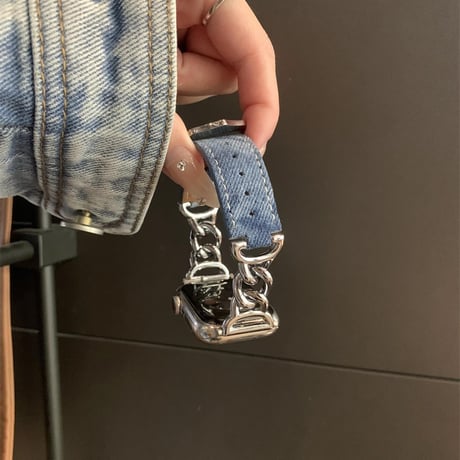 【N584】デニム アップル ウォッチ チェーン バンド apple watch バンド かわいい