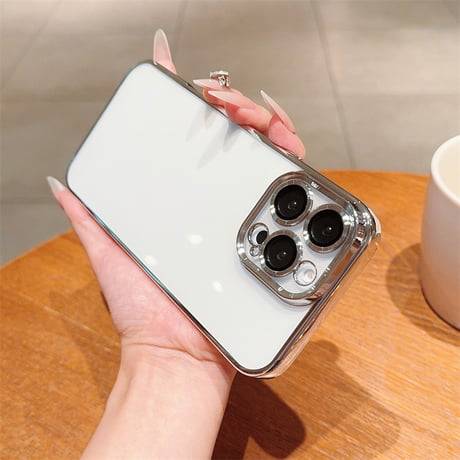 【N168】カメラレンズ保護フォルム付きのiPhone16/16proケース メタリックサイドカラークリアケース