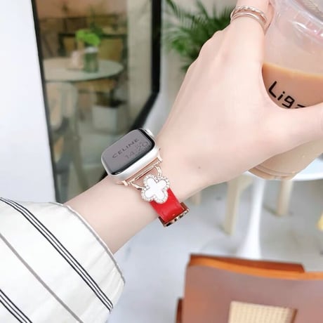 【N473】四つ葉クローバー アップル ウォッチ バンド 女性 人気 apple watch バンド レザー