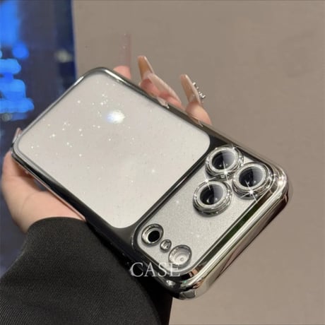 【N763】iphone17 ケース キラキラ iphone17pro オレンジ/シルバー/ディープブルー に 合う ケース