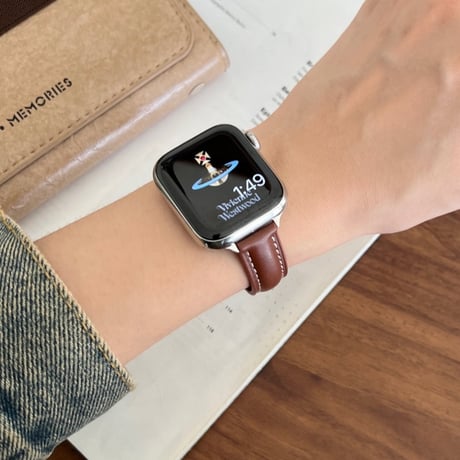 【N641】ボタン式 アップル ウォッチ レザー バンド apple watch バンド 細め