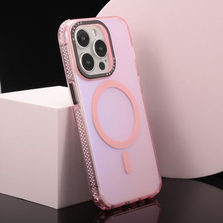 【N218】iPhone15 ピンクに合うケース MagSafe対応iPhone 15/15pro/14proクリアケース ブランド
