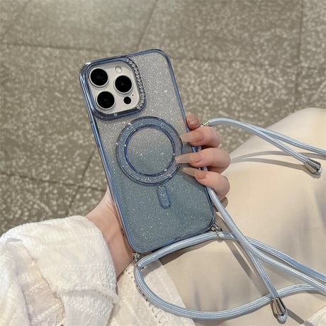 【N689】iphone ケース ショルダー 可愛い iphone ケース マグセーフ キラキラ
