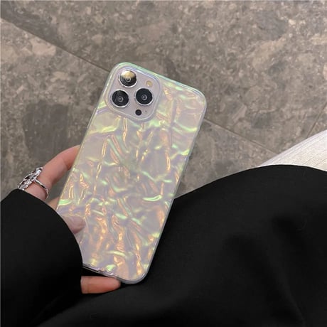 【N108】シワ加工 iphone15/15pro ソフトケース 韓国 ベージュ/グリーン/パープル  iPhone14/13/12シリーズケース おしゃれ