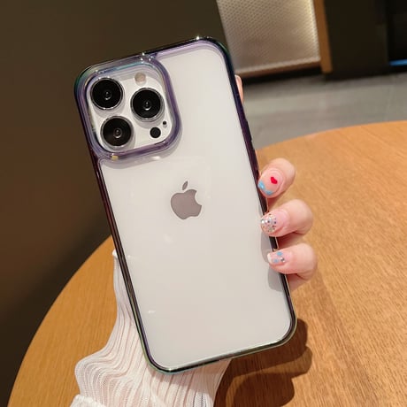 【N025】iphone17/16proケース クリア ふちだけ色 iPhone15 iPhone14ケース フチあり 透明 頑丈
