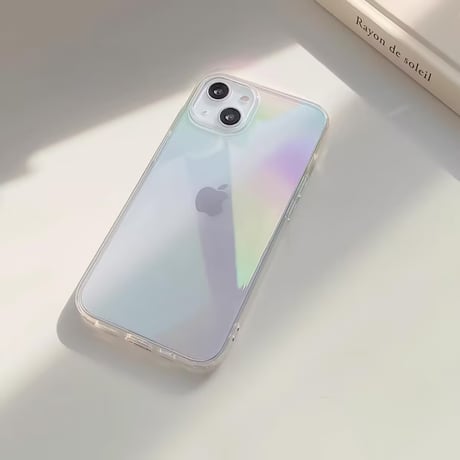 【N096】オーロラクリアiPhone16E/16pro/15ケース ハードソフト グラデーション おしゃれ