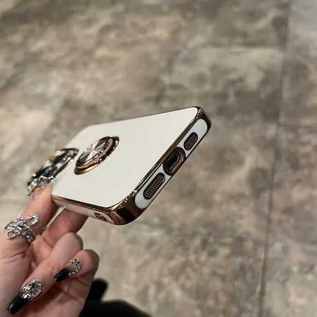 【N654】iphone16E/16 ケース リング 付き iphone ケース 大人 可愛い メッキ