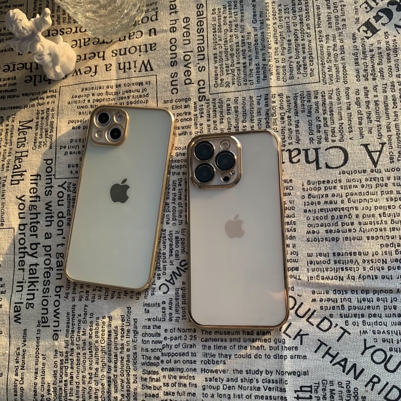 N226】ゴールドサイドカラーiPhone15/14/13ケース サイドカラー