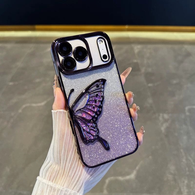 N532】蝶々 iphone17/17proケース グリッター iphone16/16pro