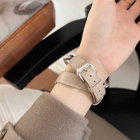 【N342】apple watch series 10 バンド 二 重 本革 アップル ウォッチ7/8/SE/新型Ultraバンド チェーン 男女兼用