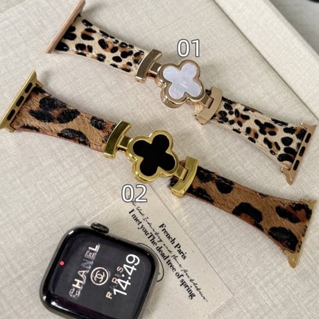 【N752】アップル ウォッチ シリーズ 11 バンド ヒョウ 柄 マグネット apple watch バンド レディース