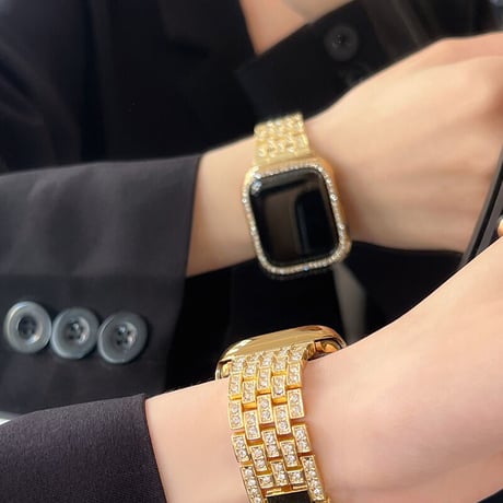 【N231】Apple Watch ゴールド バンド 女性 アップルウォッチ7 se バンド かわいい