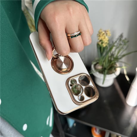 【N654】iphone16E/16 ケース リング 付き iphone ケース 大人 可愛い メッキ