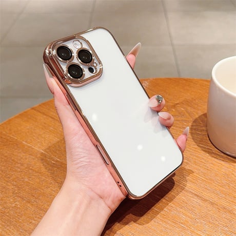 【N168】カメラレンズ保護フォルム付きのiPhone16/16proケース メタリックサイドカラークリアケース