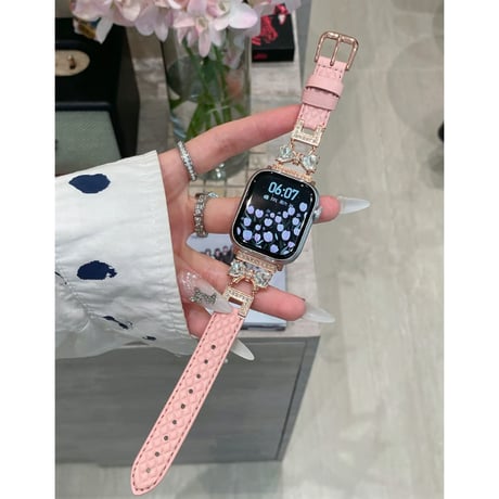 【N628】アップル ウォッチ Series11/SE3対応 バンド 女性 人気 apple watch バンド 革 リボン