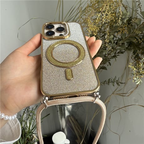 【N689】iphone ケース ショルダー 可愛い iphone ケース マグセーフ キラキラ