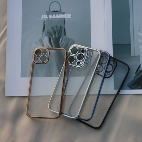 【N010】iPhone15/14proケース クリア iPhone14/14plusケース フチだけ色 おしゃれ