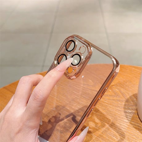 【N168】カメラレンズ保護フォルム付きのiPhone16/16proケース メタリックサイドカラークリアケース