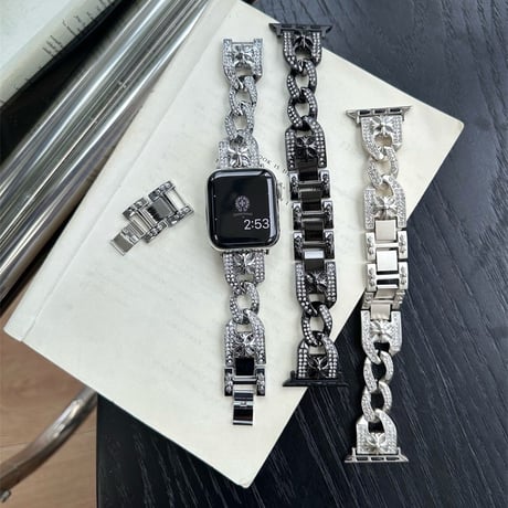 【N579】apple watch バンド キラキラ アップル ウォッチ チェーン バンド「男女兼用」