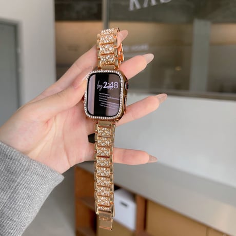 【N104】アップルウォッチ キラキラ バンド かわいい 女性 apple watch カバー＋バンドのset