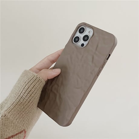 【N108】シワ加工 iphone15/15pro ソフトケース 韓国 ベージュ/グリーン/パープル  iPhone14/13/12シリーズケース おしゃれ