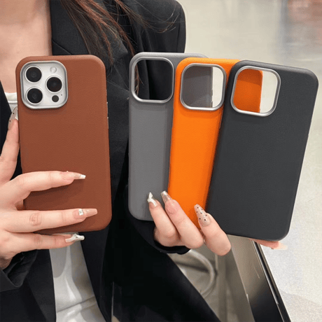 【N052】iphone17/17air/16/15 レザー ケース ケース グレー iPhone ケース シンプル