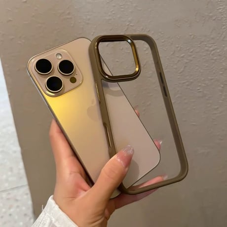 【N377】 iPhone16に合う耐衝撃ケース デザートチタニウム/チタンナチュラルに合うiPhone16pro クリアケース