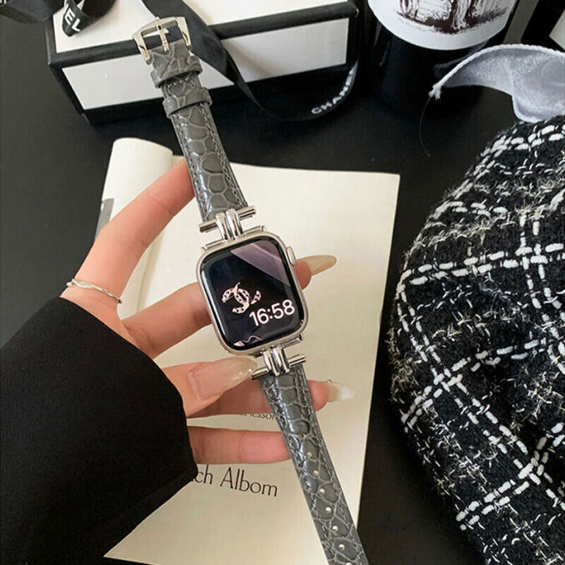 N385】クロコ型押し アップル ウォッチ レザー バンド おしゃれ apple