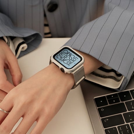 【N416】「保護ケース付き」アップル ウォッチ バンド ミラネーゼ apple watch バンド 磁石 メンズすすめ