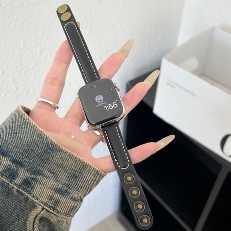 【N641】ボタン式 アップル ウォッチ レザー バンド apple watch バンド 細め