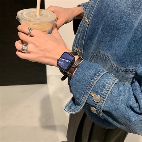 【N490】アップル ウォッチ バンド スタッズ apple watch バンド 二 重 おすすめ