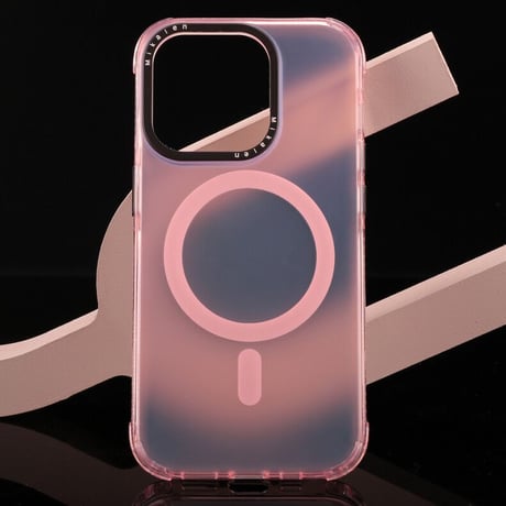 【N218】iPhone15 ピンクに合うケース MagSafe対応iPhone 15/15pro/14proクリアケース ブランド