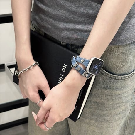 【N649】アップル ウォッチ 二 重 バンド apple watch Series11/SE3対応 バンド かっこいい 個性的