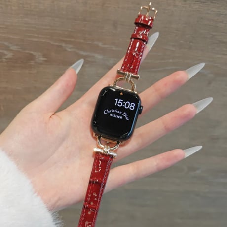 【N673】クロコダイル 型 押し apple watch バンド 革 アップルウォッチ バンド 女性 人気